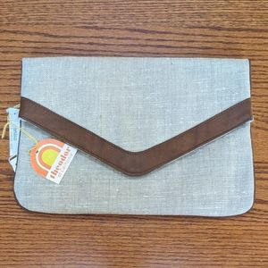 Vintage Theodor of California Large Linen Foldover Clutch